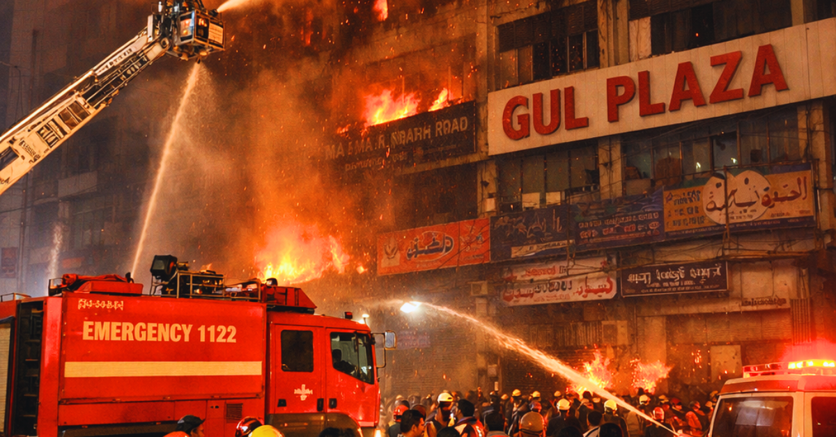 کراچی کے گُل پلازہ میں آگ بھڑک اٹھی، 6 افراد ہلاک اور 20 زخمی ہوئے۔ ریسکیو ٹیمیں دن رات بچاؤ میں مصروف ہیں۔ تازہ ترین معلومات یہاں پڑھیں گُل پلازہ کراچی میں شدید آگ، ریسکیو اور فائر بریگیڈ کی کارروائیاں جاری۔ متاثرین اور زخمیوں کے بارے میں تازہ اپڈیٹس حاصل کریں کراچی کے مرکزی علاقے میں گُل پلازہ آگ سے متاثرہ تاجروں اور شہریوں کی صورتحال جانیں۔ ریسکیو اور امدادی کارروائیوں کی مکمل رپورٹ پڑھیں گُل پلازہ آگ میں زخمی اور گمشدہ افراد کی معلومات، ہیلپ لائن نمبر اور ریسکیو ٹیموں کی کوششیں یہاں دریافت کریں سندھ حکومت اور کراچی انتظامیہ کی جانب سے گُل پلازہ آگ کے متاثرین کے لیے فوری اقدامات۔ آگ کے ممکنہ سبب اور حفاظتی اقدامات کی جانکاری حاصل کریں کراچی گُل پلازہ میں آگ کے بعد ریسکیو 1122، فائر بریگیڈ اور رینجرز کی مدد سے بچاؤ جاری۔ متاثرین کے لیے تازہ اپڈیٹس یہاں پڑھیں